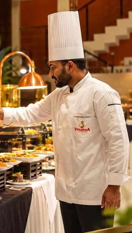 A Voleena chef checking the buffet